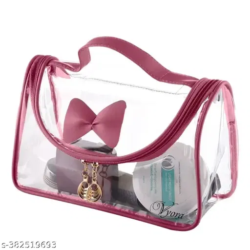 Astute Transparent Bow Tie Design Make Up Pouch, Pack Of 1, Transparent