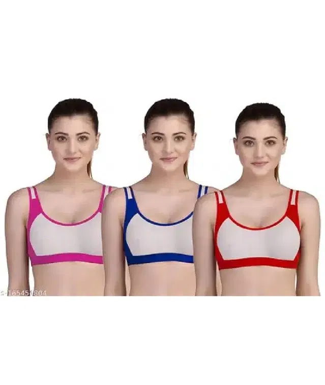 Hosiery Padded Bra for Women (Multicolor, 34B) (Pack of 3)