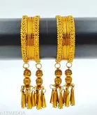 Gold Plated Alloy Bangles for Women, Pack of 4, Gold 