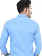 Cotton Blend Solid Shirts for Men, Sky Blue 