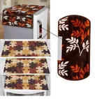 PVC Printed Fridge Top Cover with 3 Pcs Shelf Mats & Handle Cover 