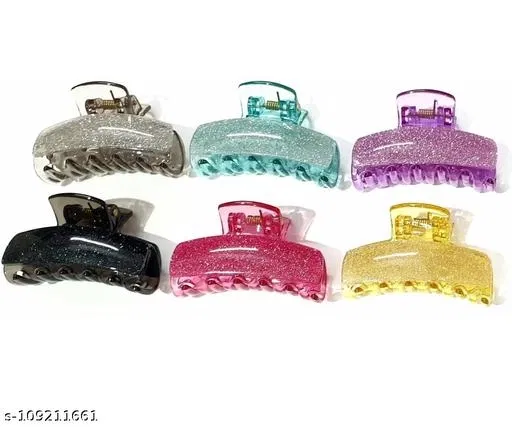Plastic Hair Clutcher for Women & Girls (Multicolor, Pack of 6)