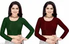 Lycra Ready Made Blouse for Women, Green & Maroon, Pack of 2 