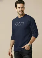 Polyester Printed T-shirt for Men, Navy Blue 