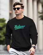 Polyester Printed Full Sleeves T-Shirt for Men (Black, M)