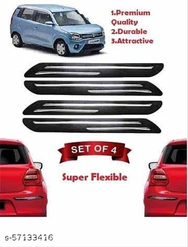 Rubber Car Bumper Protector (Black, Pack of 4)