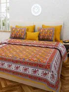 कॉटन जयपुरी ट्रेडिशनल डबल बेडशीट विद 2 पिलो कवर 