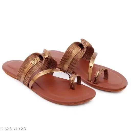 Acknew Flats for Women (Brown & Gold, 5) ACK10010