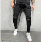 Denim Slim Fit Jeans for Men (Black, 28)