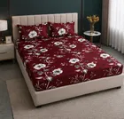 सिंपल होम 120tc फ्लोरल फ़िटेड बेडशीट 72x78inch मैरून