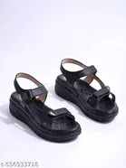 Shoetopia Black Comfort Mid-Top Sandals 14-15 Years