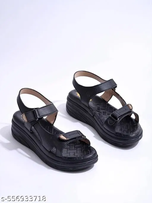 Shoetopia Black Comfort Mid-Top Sandals 14-15 Years
