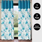 Alaqsa Blue Floral Polyester Door Curtain 7ft Combo 