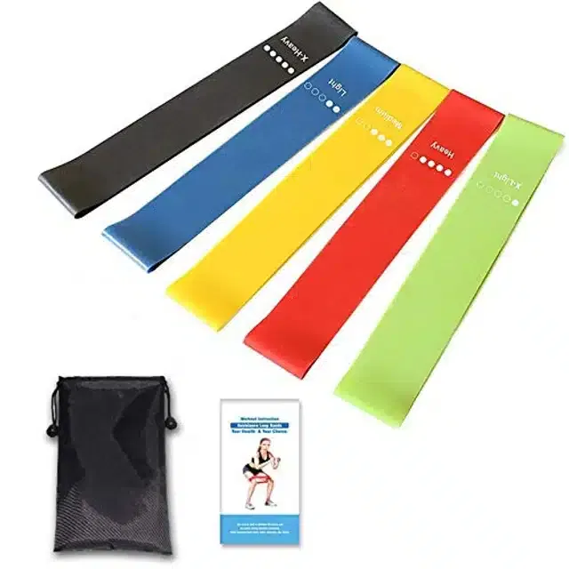 Thick Elastic Bands for Yoga & Gym Fitness Workout (Pack of 5, Multicolor)