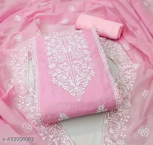 Chanderi Cotton Punjabi/All Over Suits for Women (Pink, Un Stitched)