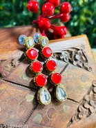 Alloy Kundan Earring for Women & Girls, Red