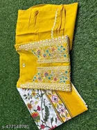 Rayon A-line Kurta Set with Embroidery for Women 