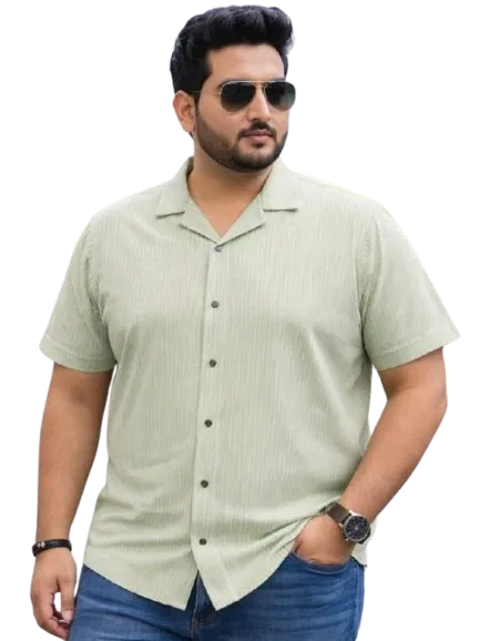 Cotton Blend Solid Shirt for Men, Light Green (4XL)
