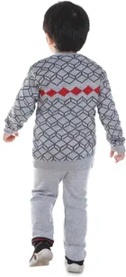 Woolen Printed Clothing Set for Boys, Grey 