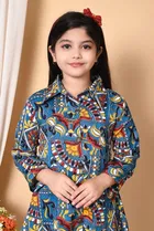 Rayon Printed Kurti with Pyjama for Girls 