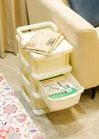 3 Tier Plastic Storage Drawer Cabinet With Wheels 