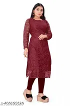 Net Kurti for Women,  Maroon  
