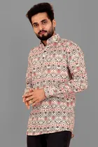 Cotton Blend Printed Kurta for Men 