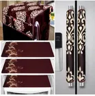 Knit Printed Fridge 3 Pcs Mat with 2 Pcs Handle & Top Cover 