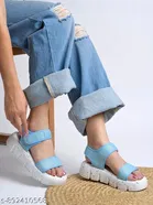 Shoetopia Platform Sandals Blue Size IND-6