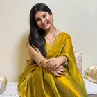 Designer Golden Chiffon Saree for Women 