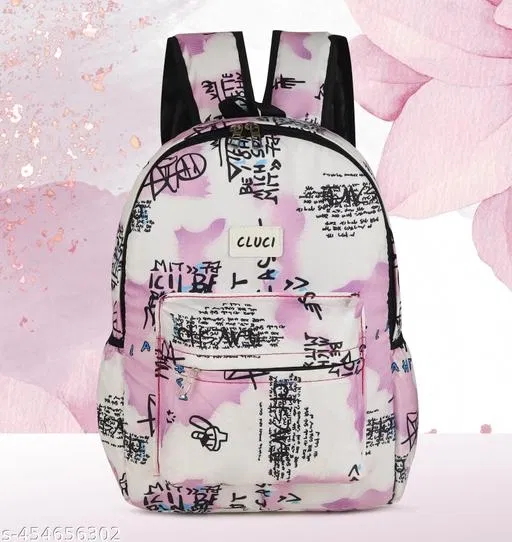 Fabric Backpack Bag, White