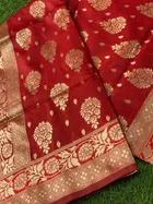 Silk Woven Design Saree for Women, Red 