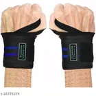Wrist Support Bands (Black & Blue, Free Size) (Set of 1)