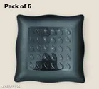 Plastic Plates for Kitchen, Black, Pack of 6