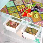 KANUSHI Industries® 1Pc Fridge Cover for Top with 6 Utility Pockets + 2 Handles Covers + 4 Fridge Mats 