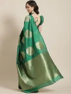 Litchi Silk Zari Woven Saree for Women, Green 