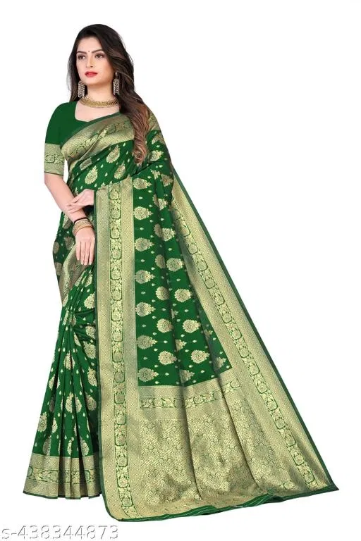 Banarasi Silk Zari Woven Saree for Women (Green, 6.3 m)
