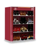 VEERJI 4 layer Collapsible Wardrobe, Maroon Color  Flower and Vase Print (Do-It-Yourself
