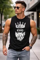 Chest Print Polycotton T-Shirts for Men, Black 