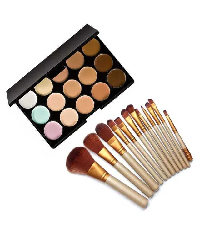Lenon Beauty Naked Brush with 15 Cream Concealer Multi Medium (Pack of 2) (15 ml) (S-122)