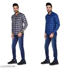 Cotton Blend Checkred Shirt for Men, Multicolor, Pack of 2 