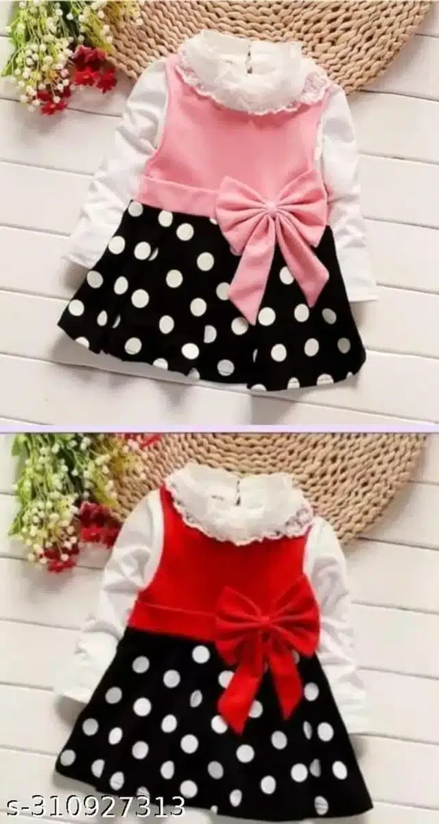 Crepe Full Sleeves Dress for Girls (Multicolor, 12-18 Months) (Set of 2)