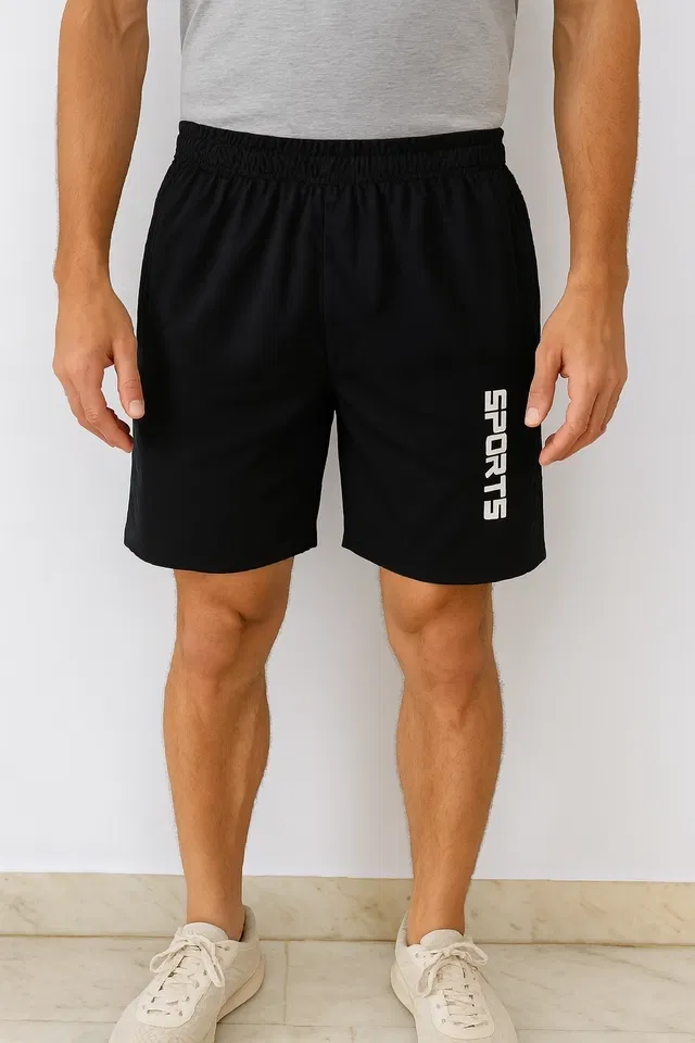 Printed Shorts for Men (Black, L)