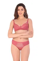 Cotton Blend Solid Non Padded Lingerie Set for Women 