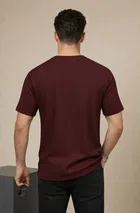 Polyester Solid T-Shirt for Men, Wine 