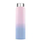 Stainless Steel Leakproof Screw Cap Water Bottle 1 Ltr Dual Tone (Pink-Blue)