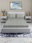 Arch Fab Sky Blue Floral Flat Double Bedsheet 88X90 Inch