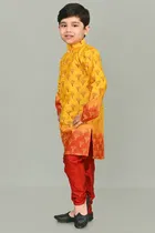 Printed Dupion Silk Kurta and Pajama Set for Boys 