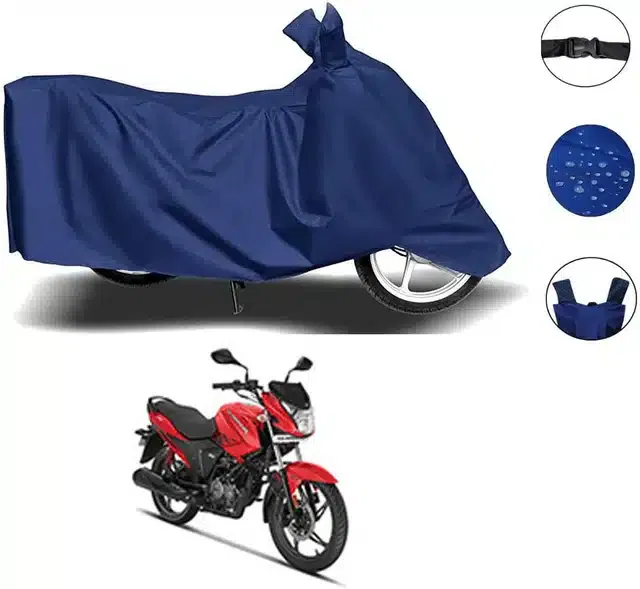 Waterproof & UV Protection Polyester Full Body Cover for Glamour Bike (Blue)