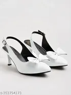 Shoetopia White Pointed Toe Pumps 